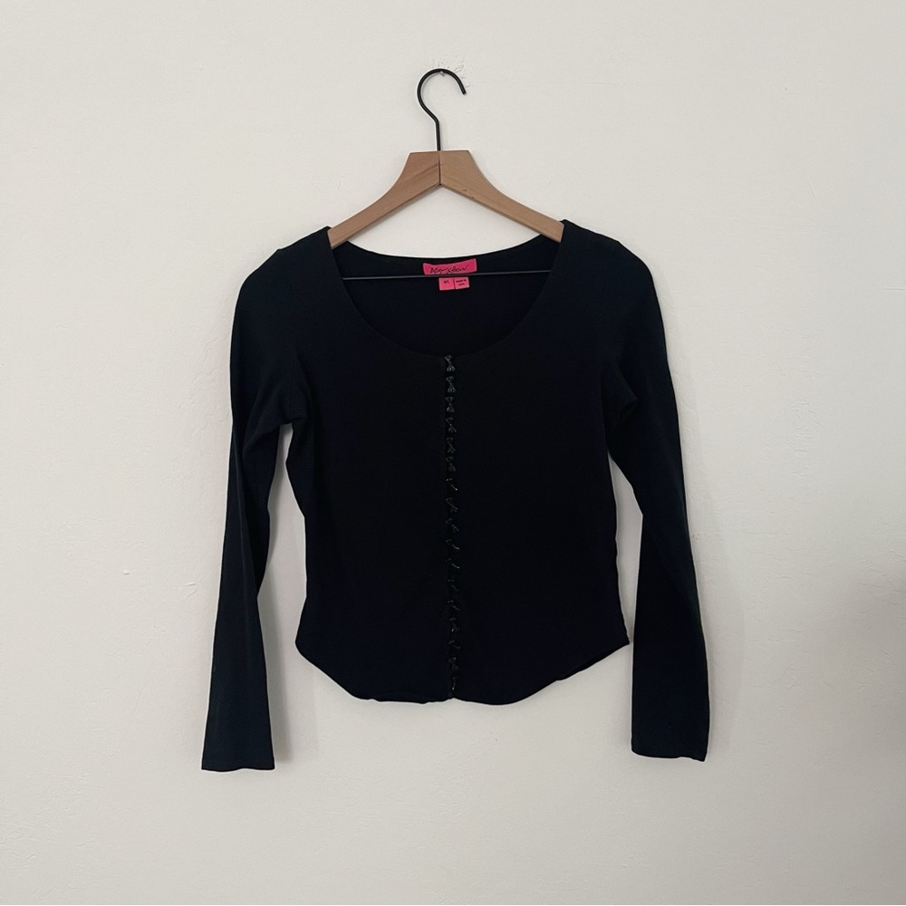 Vintage Betsey Johnson Bow Button Blouse